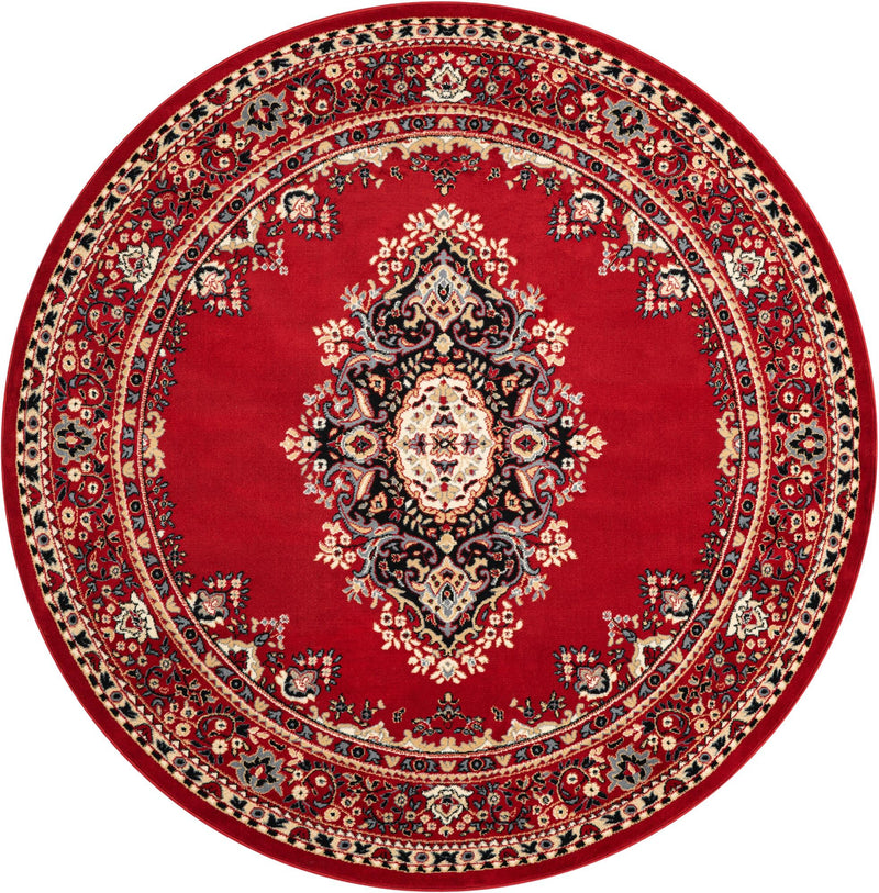 Tabriz Tapestry Collection Area Rug - Azerbaijan (Red) Round Red lifestyle 2