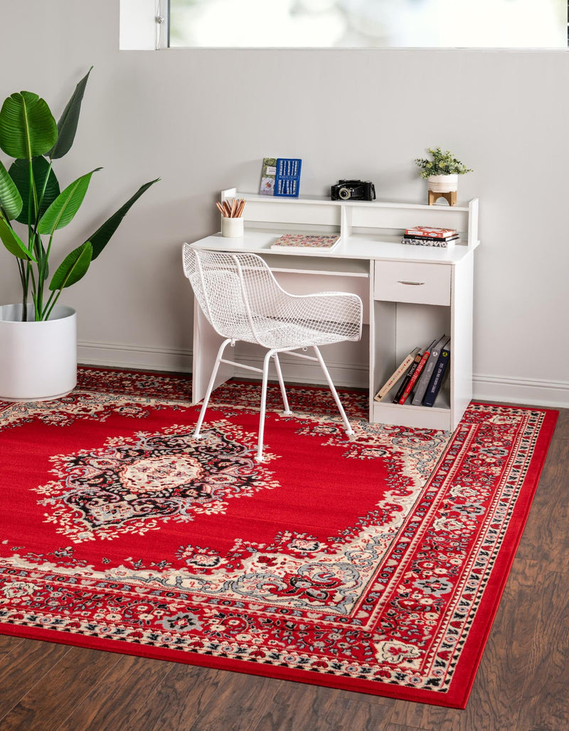 Tabriz Tapestry Collection Area Rug - Azerbaijan (Red) Square Red lifestyle 5
