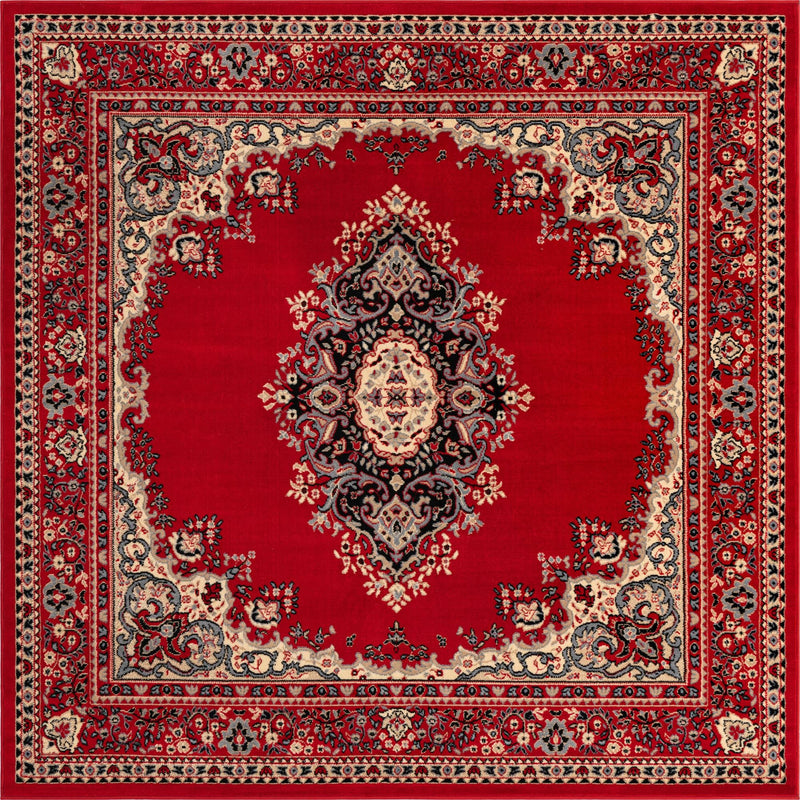 Tabriz Tapestry Collection Area Rug - Azerbaijan (Red) Square Red lifestyle 3