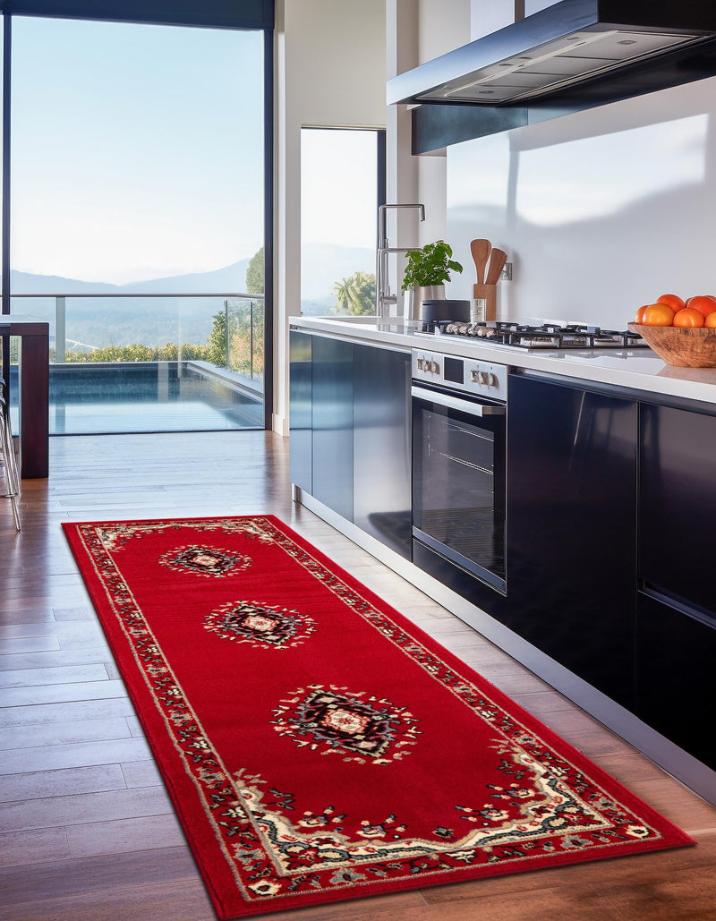 Tabriz Tapestry Collection Area Rug - Azerbaijan (Red) Runner Red lifestyle 24
