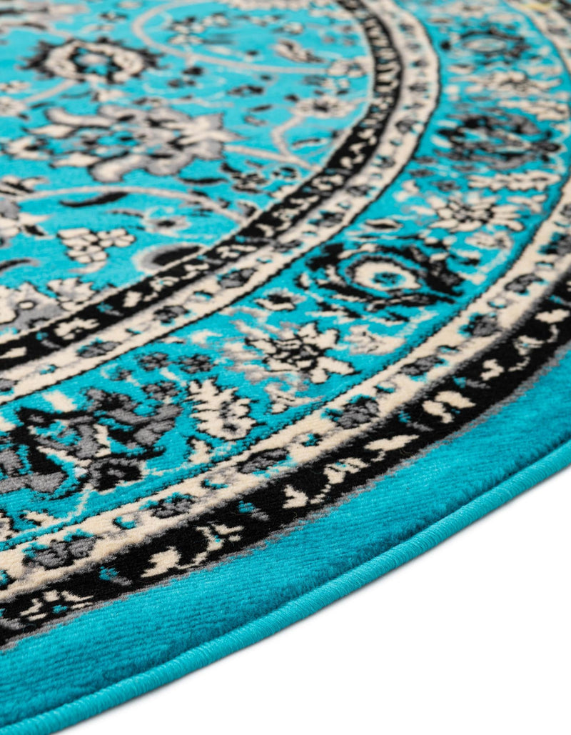 Isfahan Elegance Collection Area Rug - Naghsh-e Jahan (Turquoise) Round Turquoise lifestyle 31
