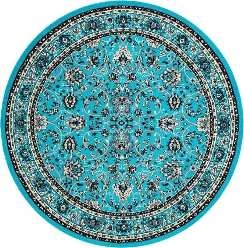 Isfahan Elegance Collection Area Rug - Naghsh-e Jahan (Turquoise) Round Turquoise lifestyle 16