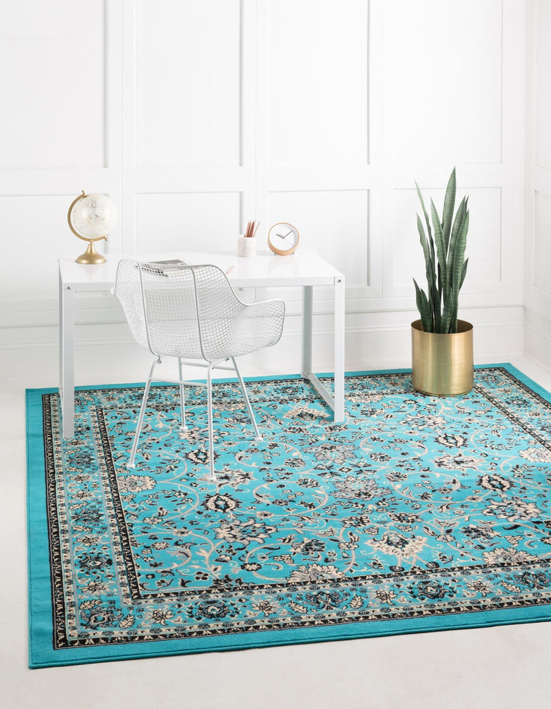Isfahan Elegance Collection Area Rug - Naghsh-e Jahan (Turquoise) Square Turquoise lifestyle 20