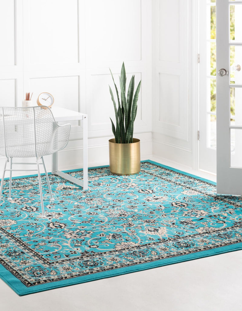 Isfahan Elegance Collection Area Rug - Naghsh-e Jahan (Turquoise) Square Turquoise lifestyle 23