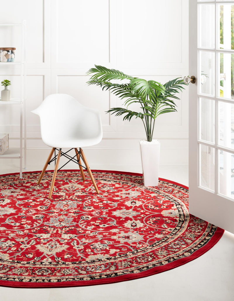 Isfahan Elegance Collection Area Rug - Naghsh-e Jahan (Red) Round Red lifestyle 17