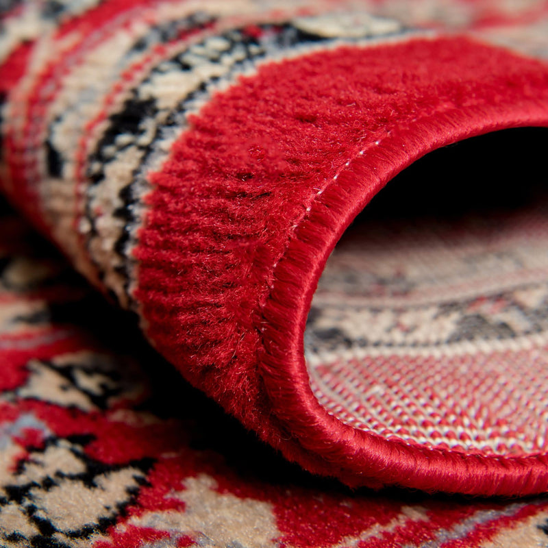 Isfahan Elegance Collection Area Rug - Naghsh-e Jahan (Red) Round Red lifestyle 23