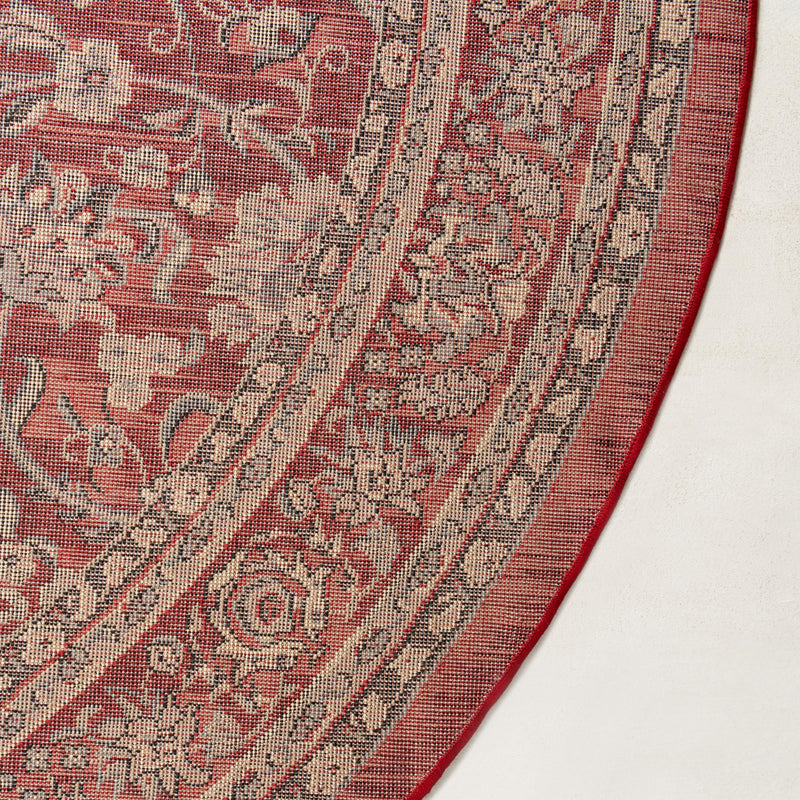 Isfahan Elegance Collection Area Rug - Naghsh-e Jahan (Red) Round Red lifestyle 32