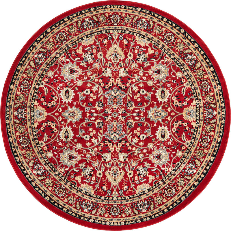 Isfahan Elegance Collection Area Rug - Naghsh-e Jahan (Red) Round Red lifestyle 11