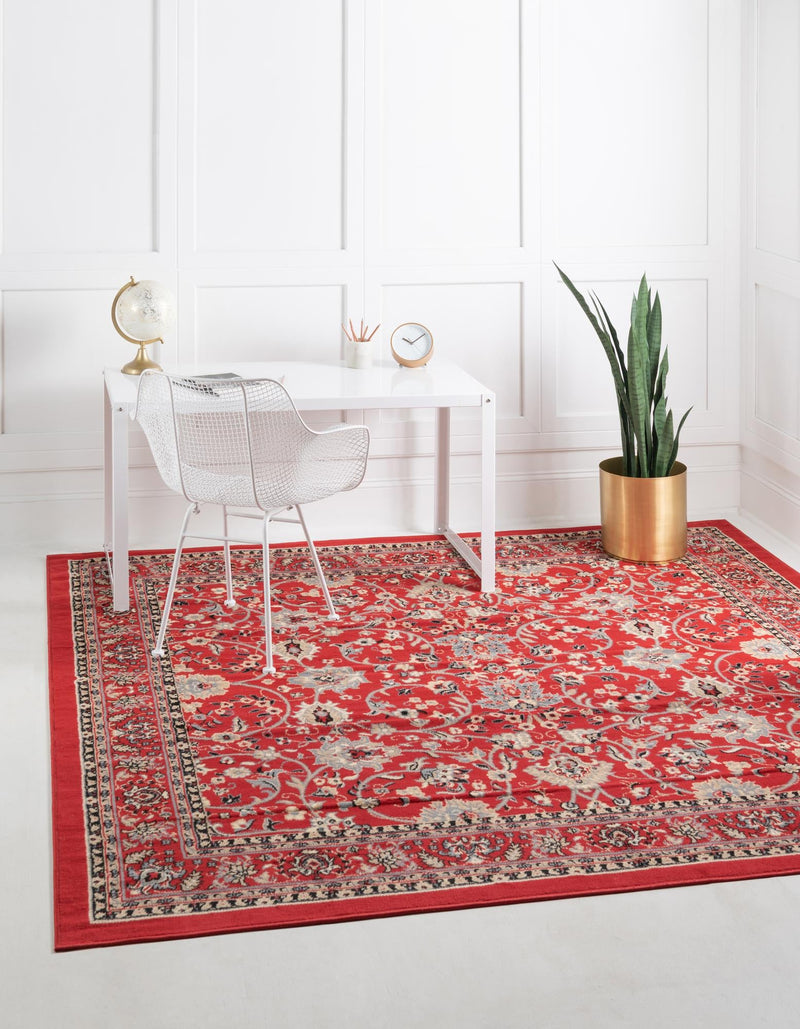 Isfahan Elegance Collection Area Rug - Naghsh-e Jahan (Red) Square Red lifestyle 15