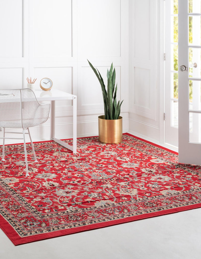Isfahan Elegance Collection Area Rug - Naghsh-e Jahan (Red) Square Red lifestyle 18
