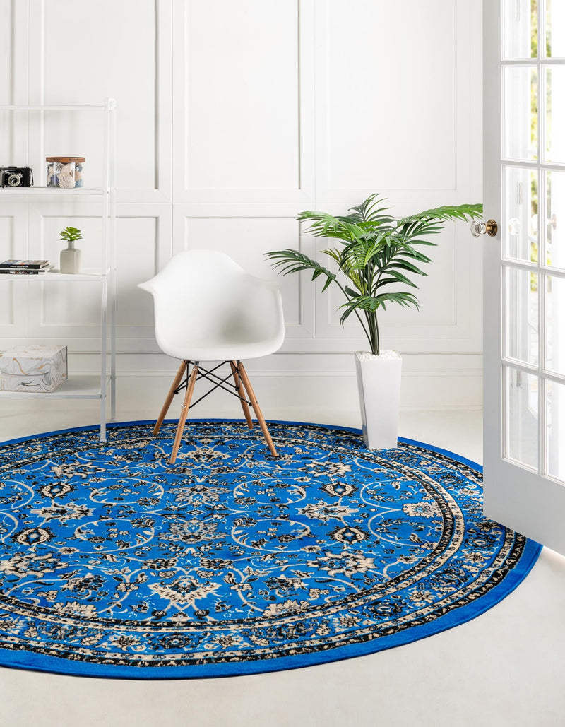 Isfahan Elegance Collection Area Rug - Naghsh-e Jahan (Dark Blue) Round Dark Blue lifestyle 19