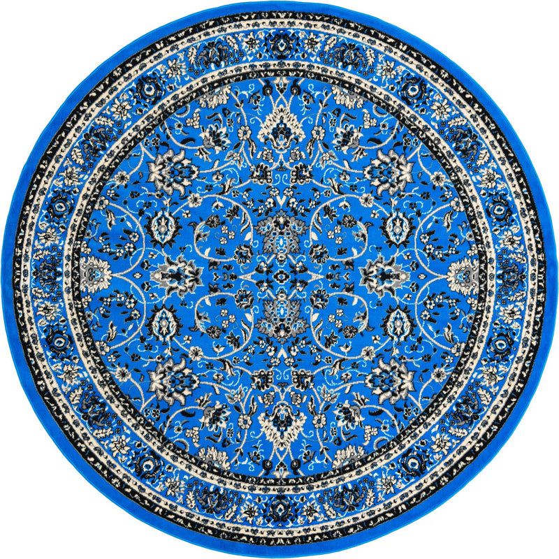 Isfahan Elegance Collection Area Rug - Naghsh-e Jahan (Dark Blue) Round Dark Blue lifestyle 14