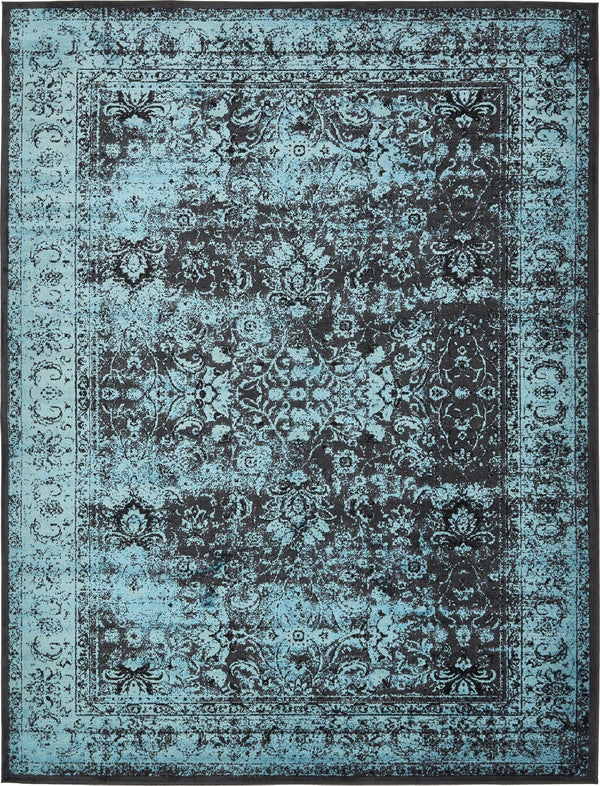 Ankara Elegance Collection Area Rug - Ephesus (Black and Blue) Rectangle Black and Blue Main