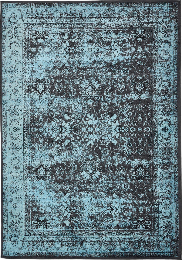 Ankara Elegance Collection Area Rug - Ephesus (Black and Blue) Rectangle Black and Blue lifestyle 2