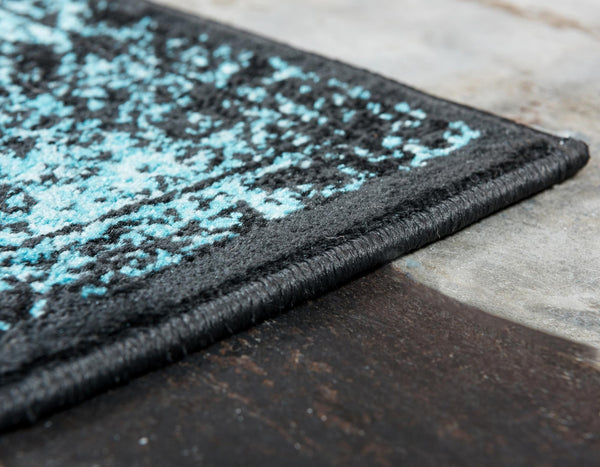 Ankara Elegance Collection Area Rug - Ephesus (Black and Blue) Rectangle Black and Blue lifestyle 8