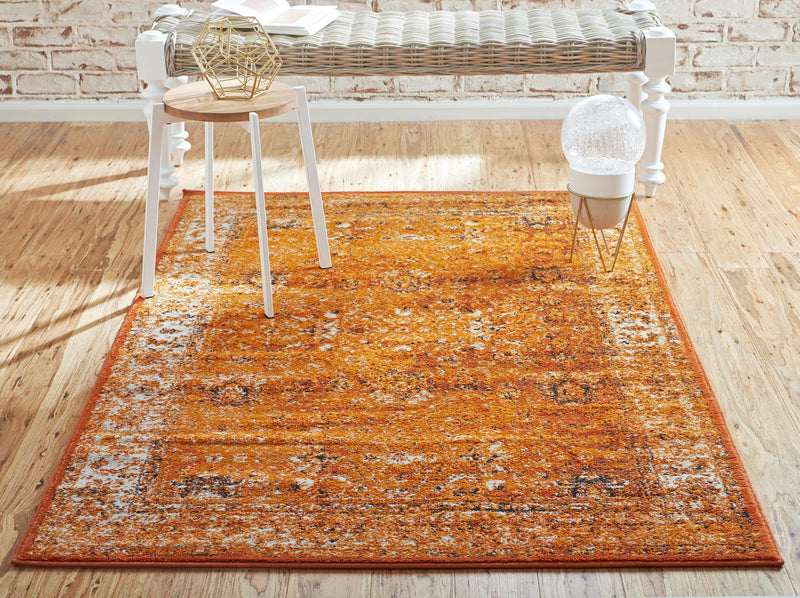 Ankara Elegance Collection Area Rug - Ephesus (Terracotta and White) Rectangle Terracotta and White lifestyle 6