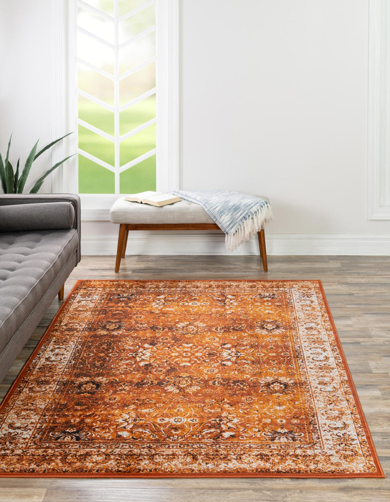 Ankara Elegance Collection Area Rug - Ephesus (Terracotta and White) Rectangle Terracotta and White lifestyle 2