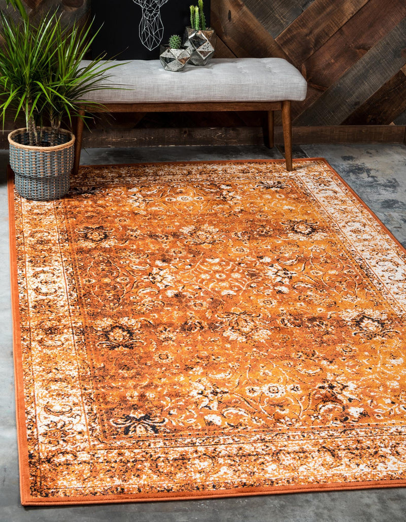 Ankara Elegance Collection Area Rug - Ephesus (Terracotta and White) Rectangle Terracotta and White lifestyle 8