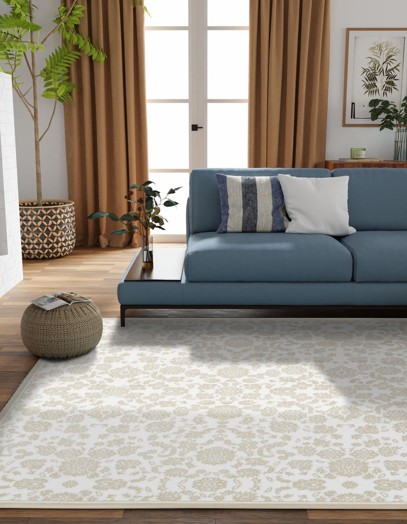 Andes Summit Collection Area Rug - Chimborazo Square Snow White lifestyle 17