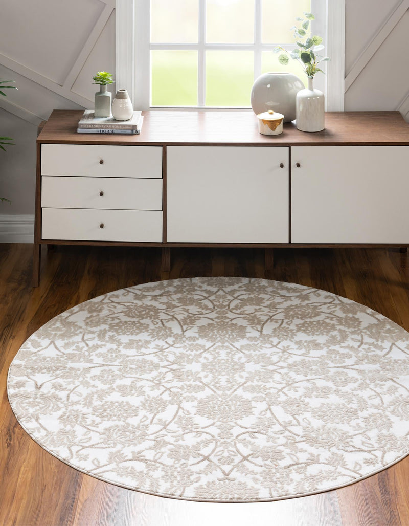 Andes Summit Collection Area Rug - Chimborazo Round Snow White lifestyle 22