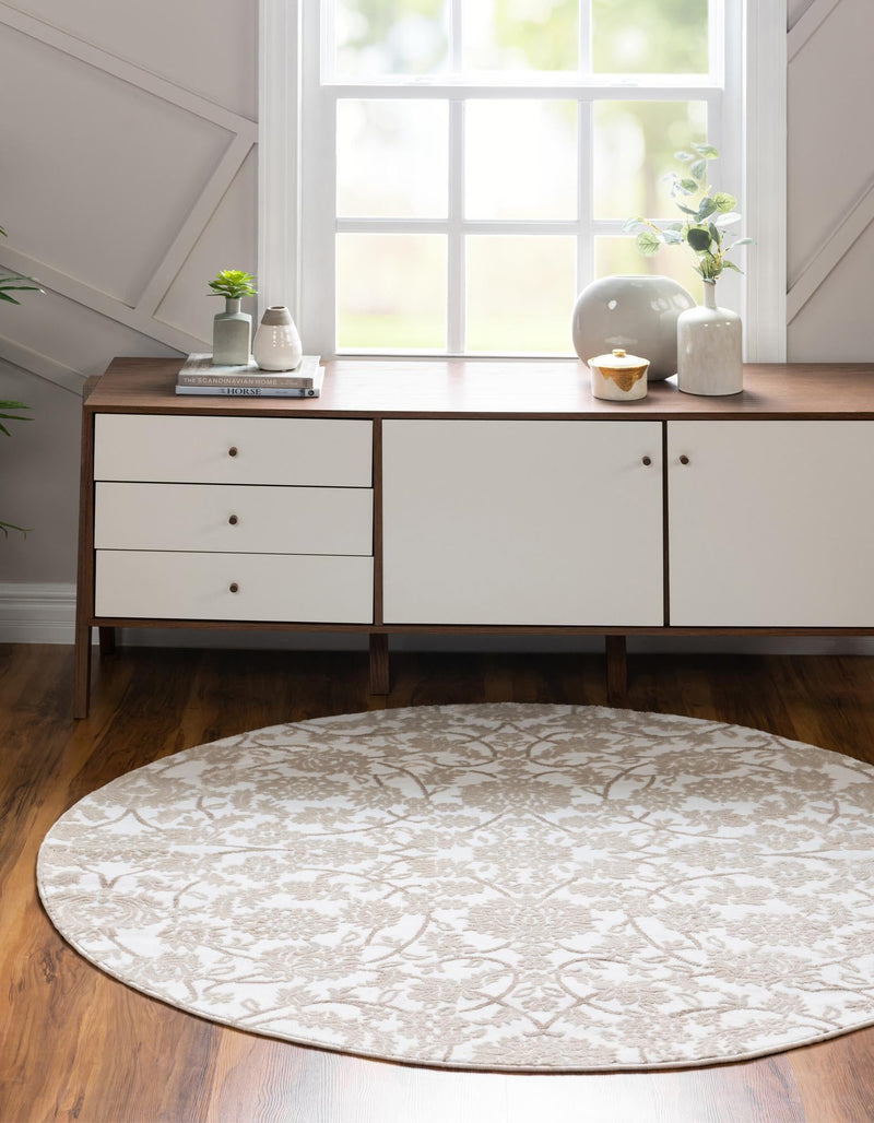 Andes Summit Collection Area Rug - Chimborazo Round Snow White lifestyle 29
