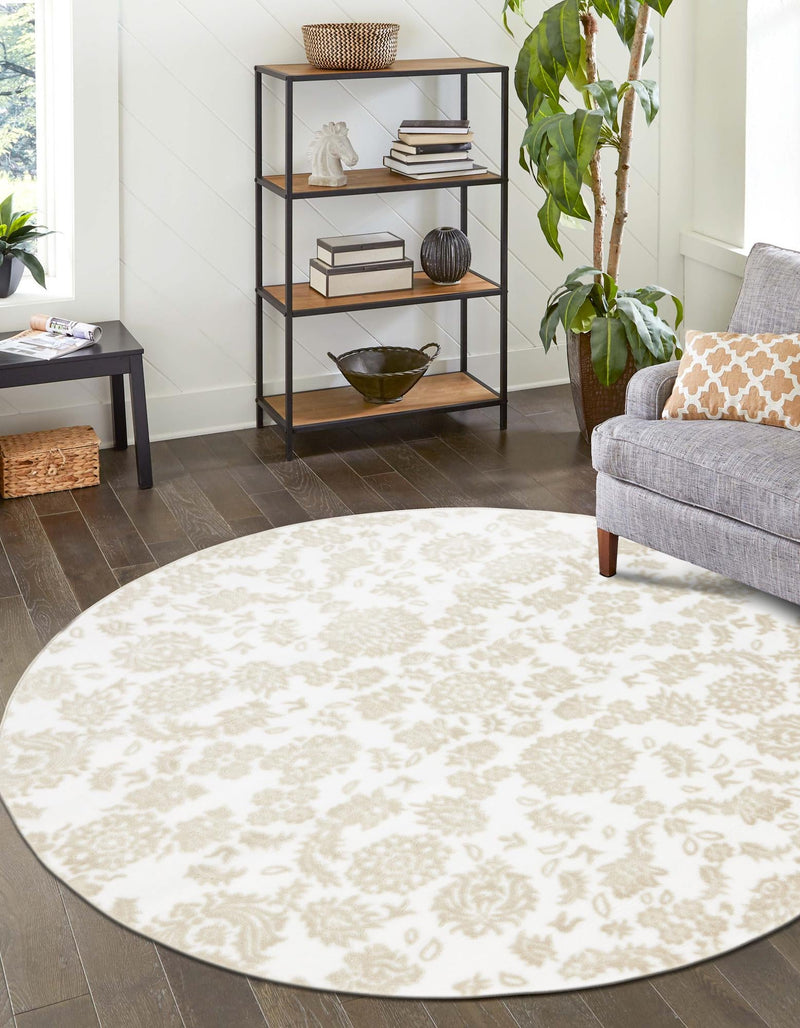 Andes Summit Collection Area Rug - Chimborazo Round White Brown lifestyle 23