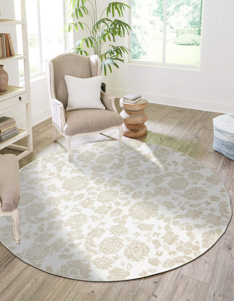 Andes Summit Collection Area Rug - Chimborazo Round White Brown lifestyle 33