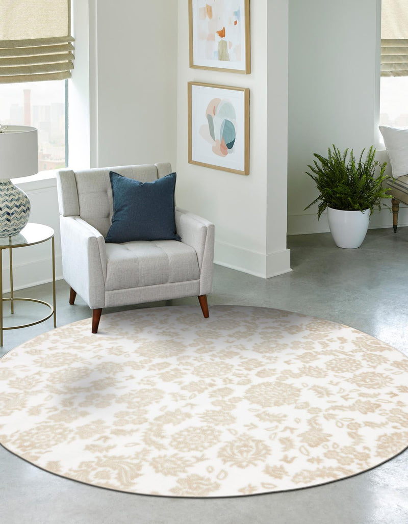 Andes Summit Collection Area Rug - Chimborazo Round White Brown lifestyle 37