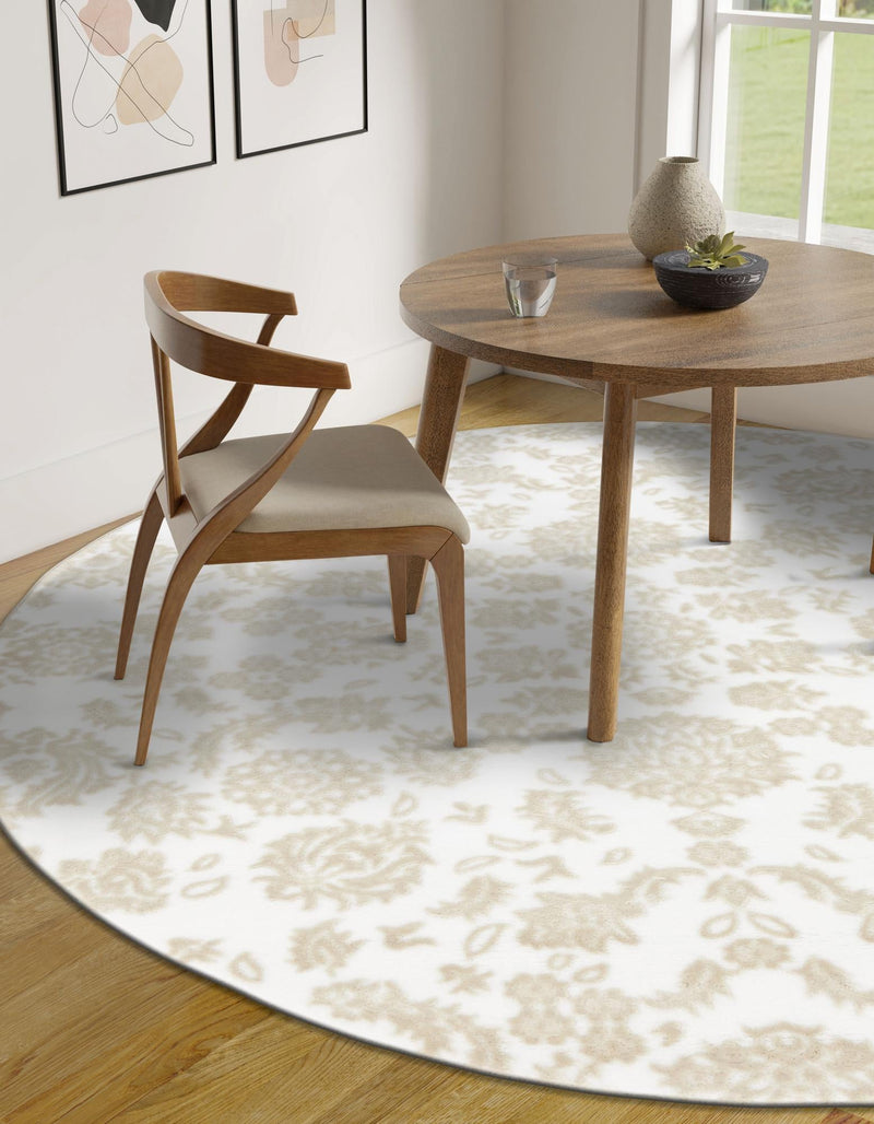 Andes Summit Collection Area Rug - Chimborazo Round White Brown lifestyle 48