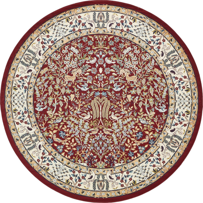 Persian Elegance Collection Area Rug - Kerman (Burgundy) Round Burgundy lifestyle 7