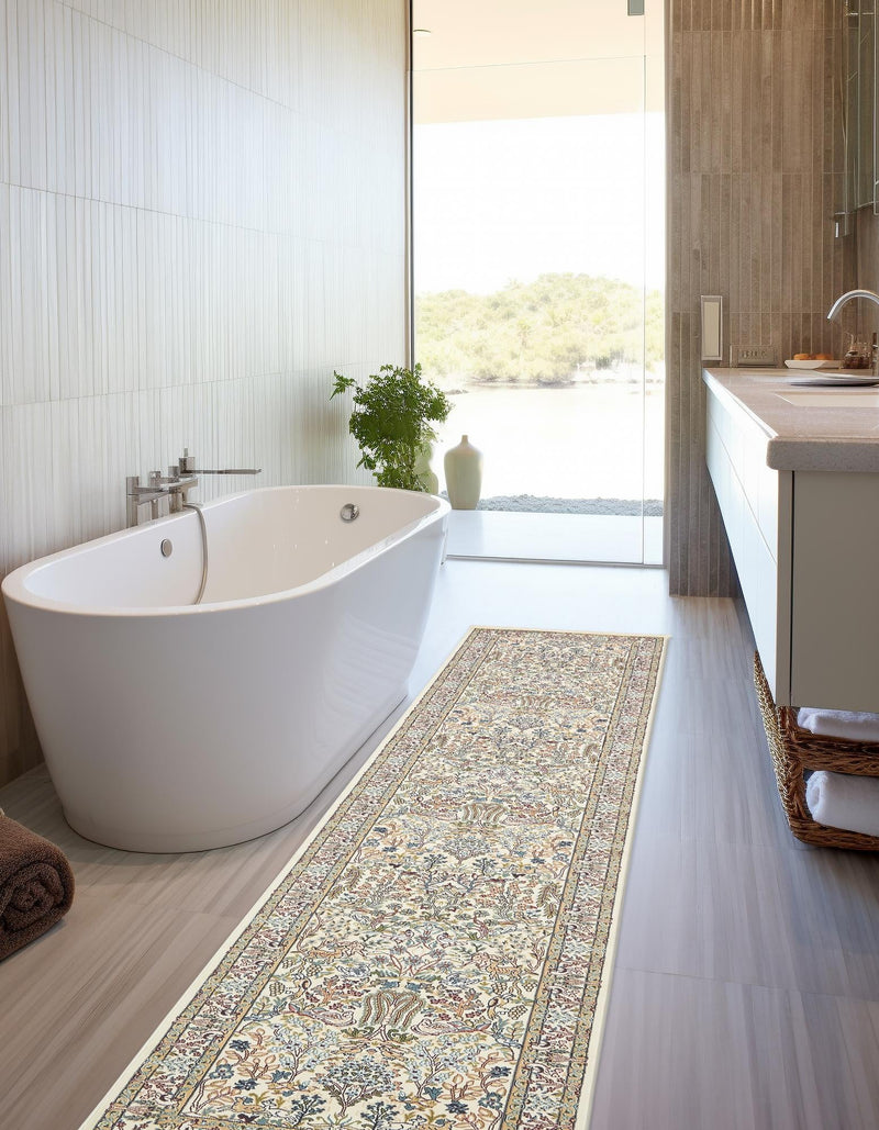 Persian Elegance Collection Area Rug - Kerman (Ivory) Runner Ivory lifestyle 10