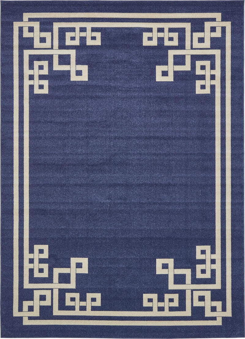 Aegean Labyrinth Collection Area Rug - Rhodes Rectangle Dark Blue Main