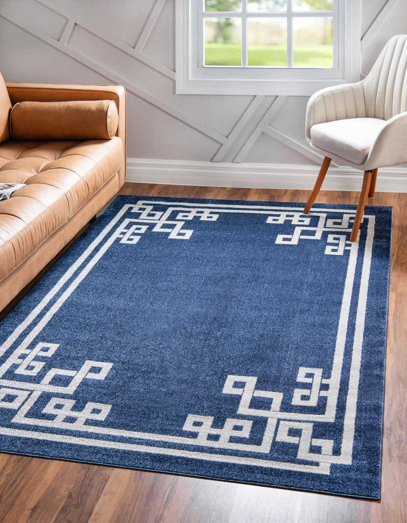 Aegean Labyrinth Collection Area Rug - Rhodes Rectangle Dark Blue lifestyle 4