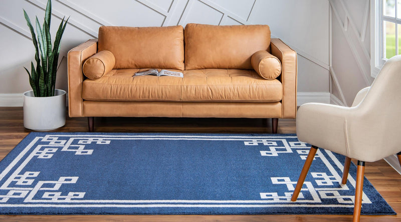 Aegean Labyrinth Collection Area Rug - Rhodes Rectangle Dark Blue lifestyle 10