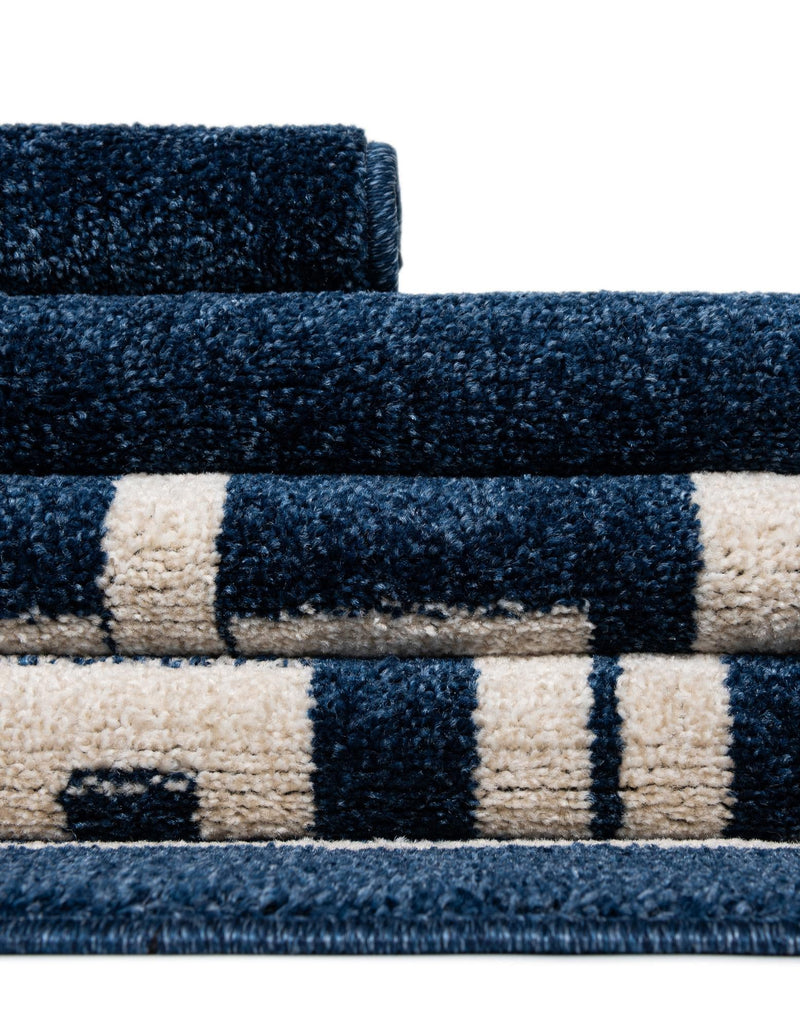 Aegean Labyrinth Collection Area Rug - Rhodes Rectangle Dark Blue lifestyle 34