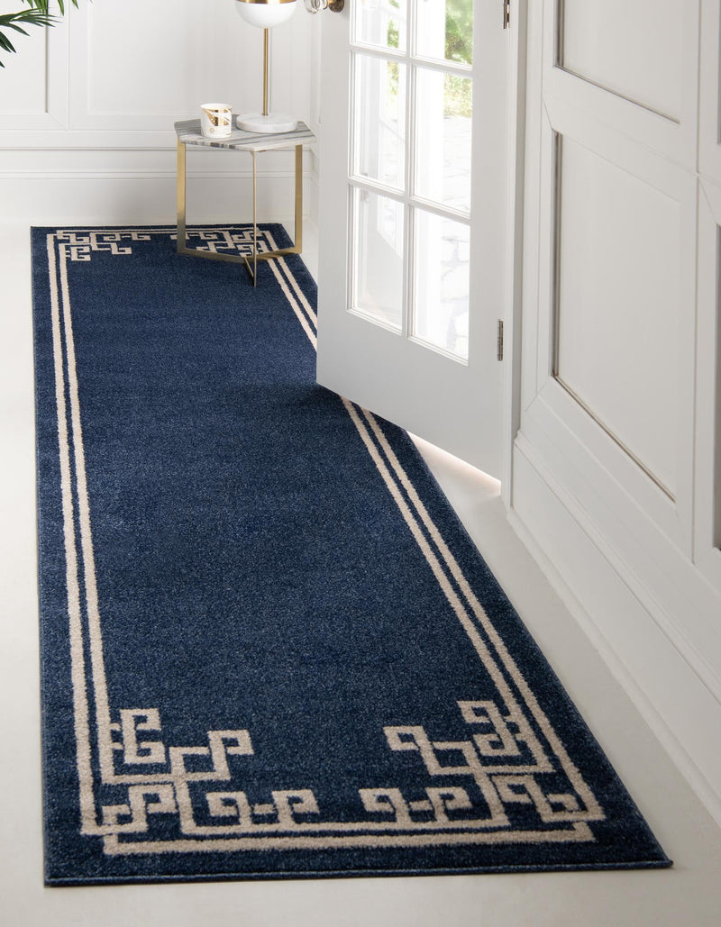 Aegean Labyrinth Collection Area Rug - Rhodes Runner Dark Blue lifestyle 44