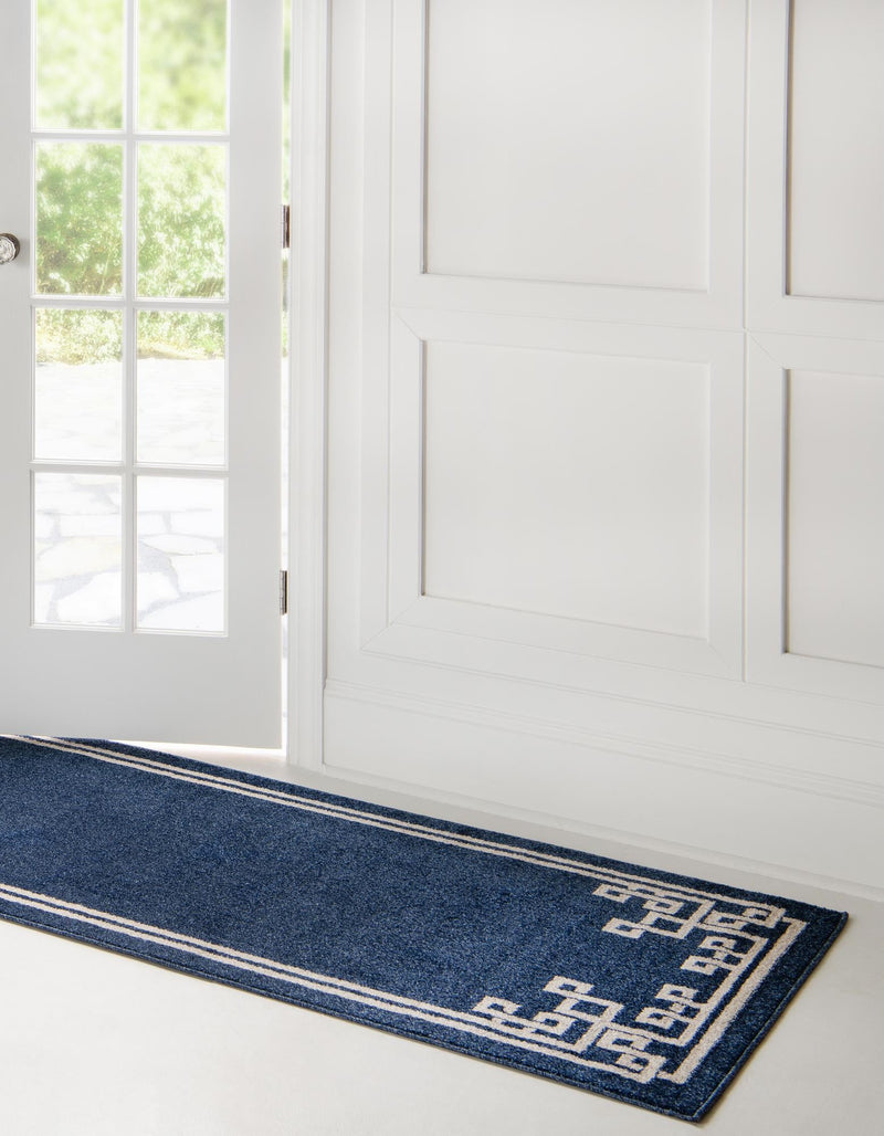 Aegean Labyrinth Collection Area Rug - Rhodes Runner Dark Blue lifestyle 48