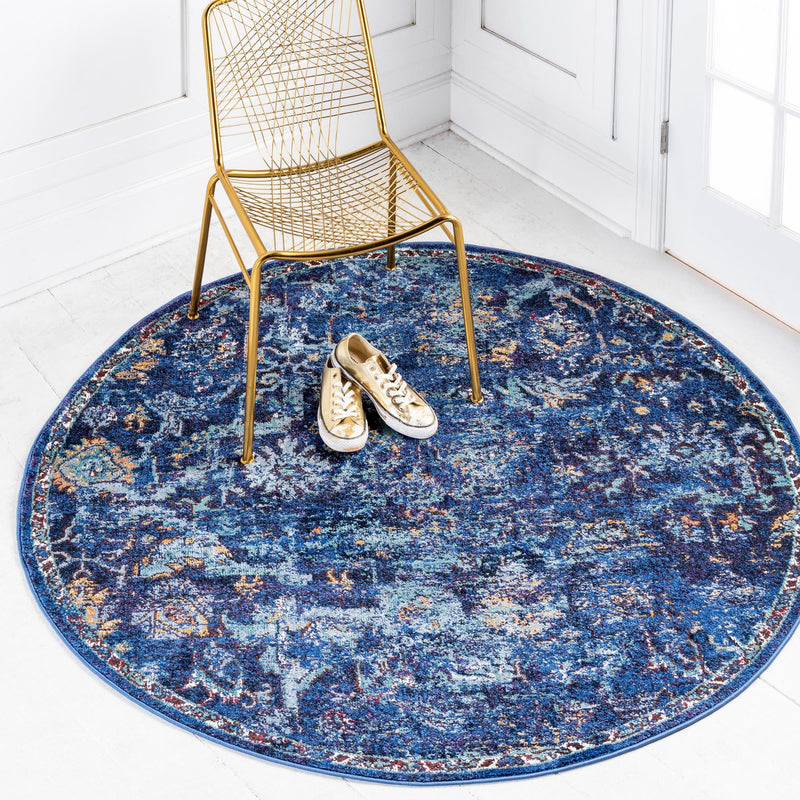 Charleston Elegance Collection Area Rug - Edisto Round Navy Blue lifestyle 9