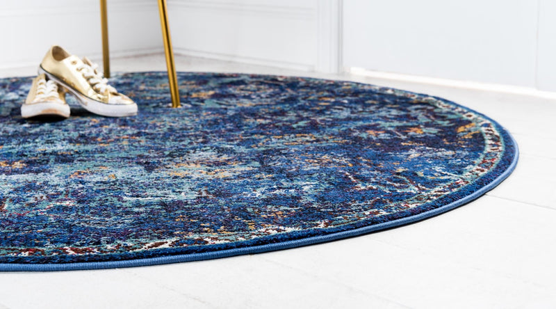 Charleston Elegance Collection Area Rug - Edisto Round Navy Blue lifestyle 23