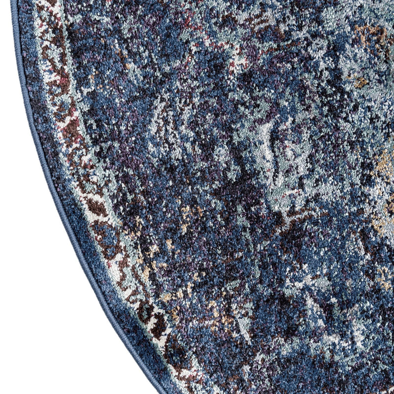 Charleston Elegance Collection Area Rug - Edisto Round Navy Blue lifestyle 35