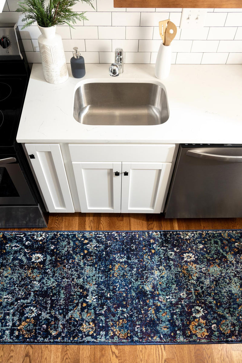 Charleston Elegance Collection Area Rug - Edisto Runner Navy Blue lifestyle 51