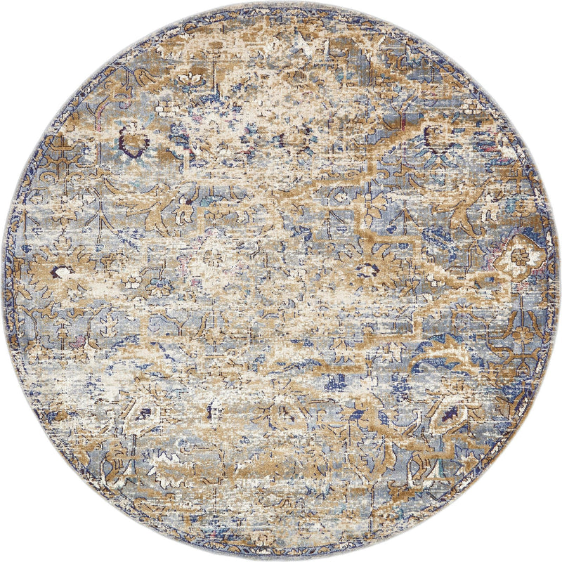 Charleston Elegance Collection Area Rug - Edisto Round Light Blue lifestyle 4
