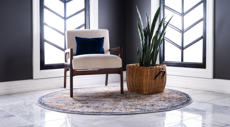 Charleston Elegance Collection Area Rug - Edisto Round Light Blue lifestyle 19