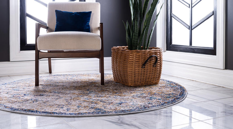 Charleston Elegance Collection Area Rug - Edisto Round Light Blue lifestyle 26