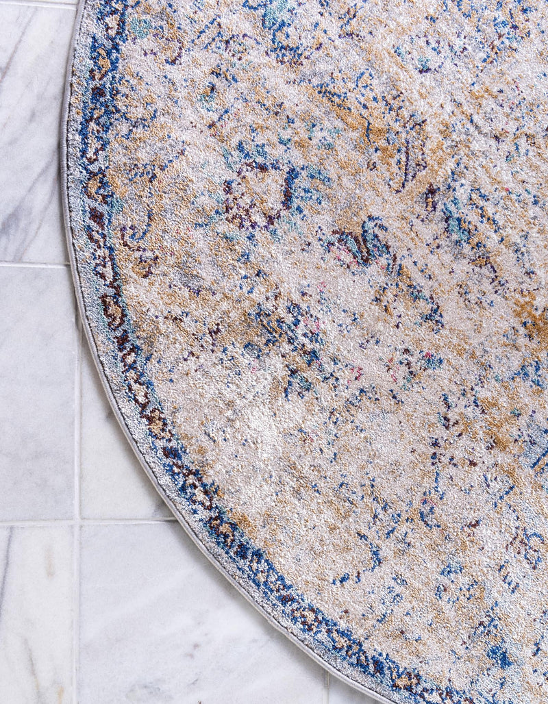 Charleston Elegance Collection Area Rug - Edisto Round Light Blue lifestyle 43