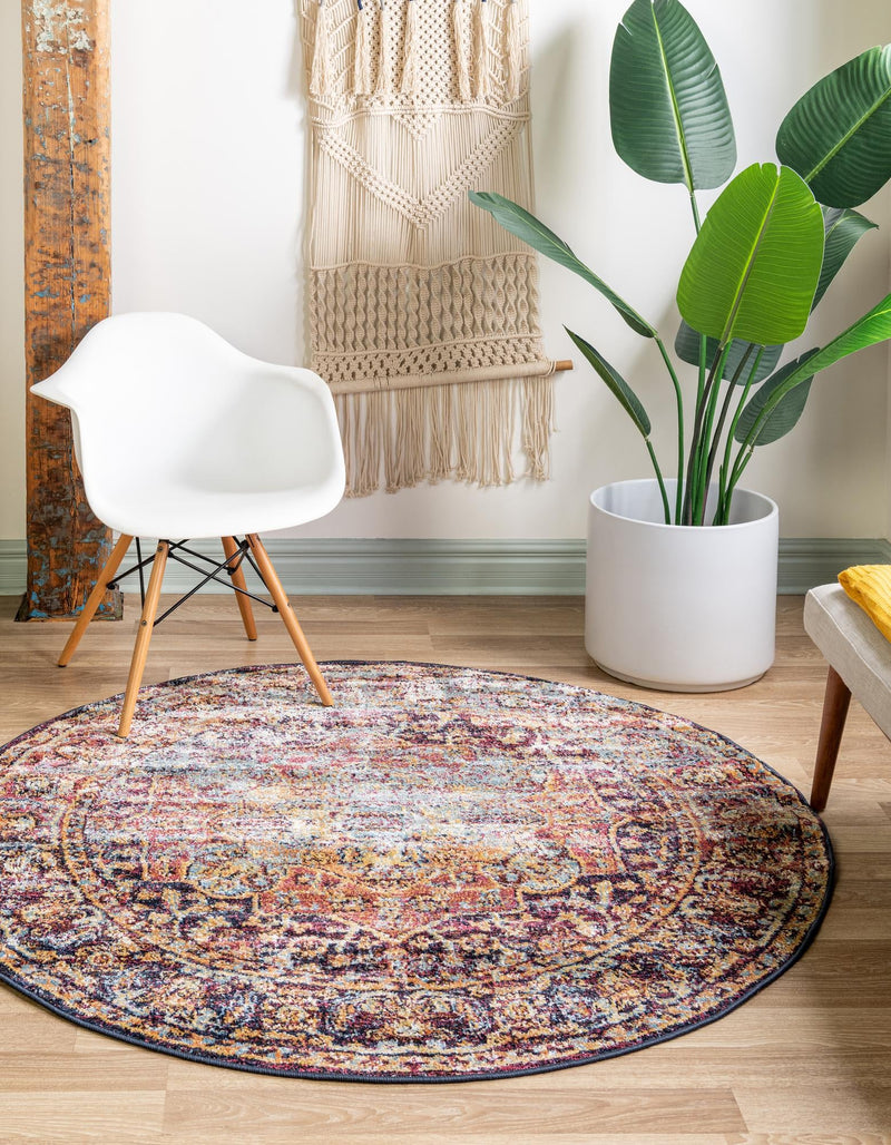 Charleston Elegance Collection Area Rug - Summerville Round Rust Red lifestyle 6