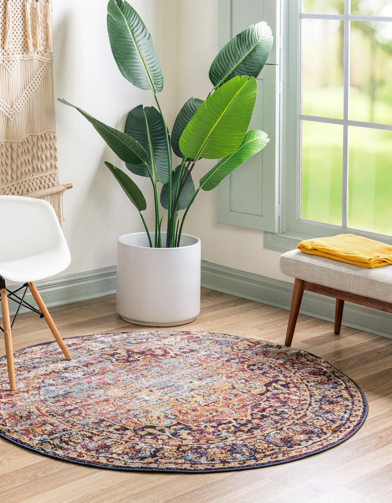 Charleston Elegance Collection Area Rug - Summerville Round Rust Red lifestyle 12