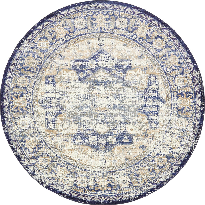 Charleston Elegance Collection Area Rug - Summerville Round Blue lifestyle 4