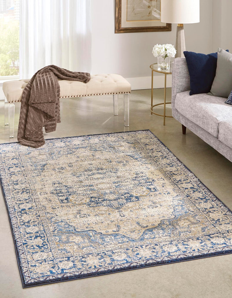 Charleston Elegance Collection Area Rug - Summerville Rectangular Blue lifestyle 8