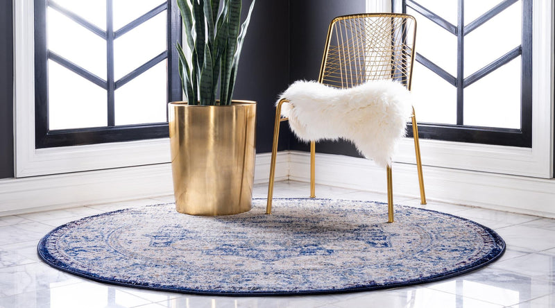 Charleston Elegance Collection Area Rug - Summerville Round Blue lifestyle 15